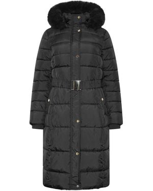 M Com Glam Belted Midi Coat - Black