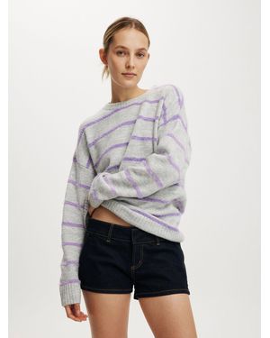 Cotton On Stripey Luxe Crew Neck Sweater - Gray