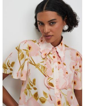 River Island Bluse Mit Flügelärmeln Und Bogenkante - Pink