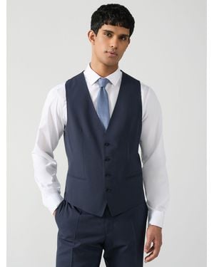 BOSS Slim Fit Wool Waistcoat - Blue