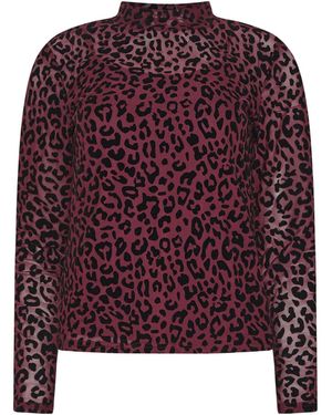M Com Colored Animal Devore Top - Purple
