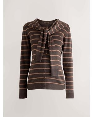 Next Maternity Striped Cardigan With Wool - Brown