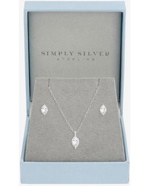 Simply Silver Cubic Zirconia Marquise Set - Grey