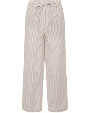 M Com Mini Stripe Wide Leg Pants - White