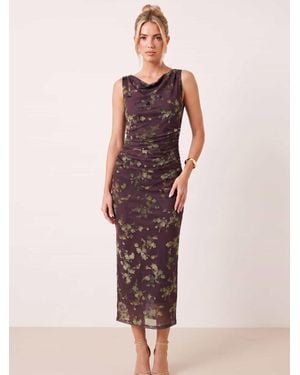Style Cheat Velvet Mesh Assymetric Dress - Natur