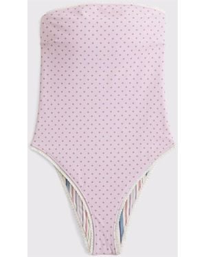 Abercrombie & Fitch Marina One Piece Dot Reversible Swimsuit - Pink