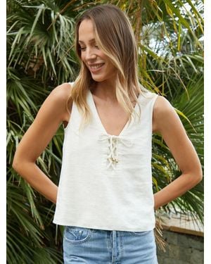 Threadbare V-Neck Tie Front Linen Blend Vest Top - Green