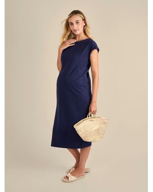 Jojo Maman Bébé Short Sleeve Relaxed T-Shirt Midi Dress - Blue