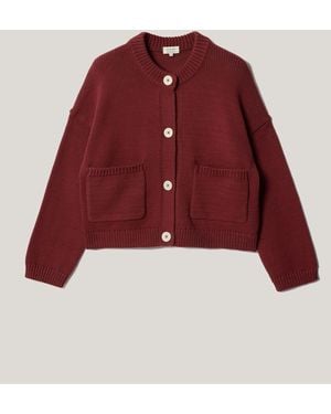 Jigsaw Chunky Cotton Cardigan - Red