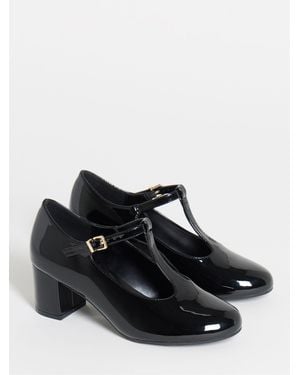 JD Williams Extra Wide Fit T Bar Block Heel Shoes - Black