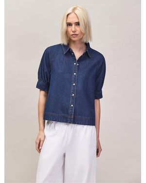 Ro & Zo Denim Puff Sleeve Shirt - Blue
