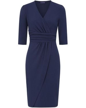 Hot Squash Ascot Mock-Wrap Dress - Blau