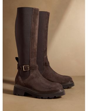 Russell & Bromley Suede Mysty Knee High Boots - Brown