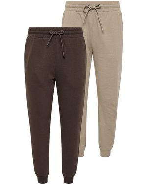 M Com Petite Cuffed Sweatpants 2 Pack - Brown