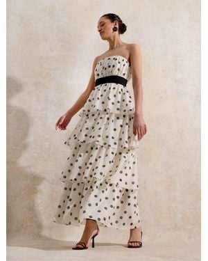 Ro & Zo Claudia And Spot Print Tiered Dress - Natural