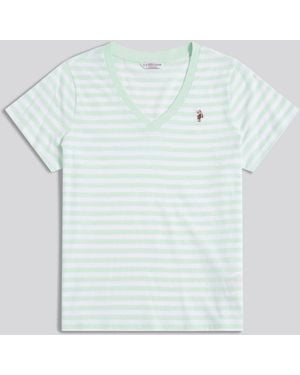 U.S. POLO ASSN. U. S. Polo Assn U. S. Polo Assn. Stripe V-Neck T-Shirt - Blue