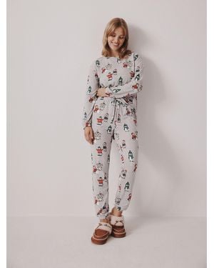 Next Penguins Long Sleeve Cozy Pajamas - Gray