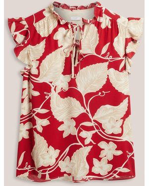 Hobbs Sadie Sleevless Ruffle Trim Blouse - Red