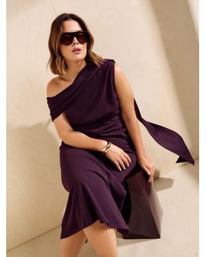 Friends Like These Aubergine Curve Asymmetric Neck Scarf Midi Dress - Red