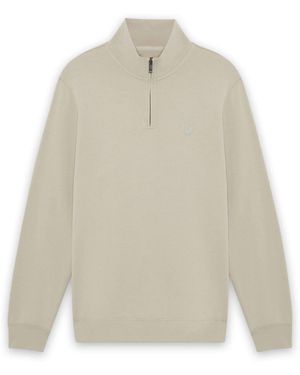 Lyle & Scott Natural Superfine Quarter Zip Sweatshirt - White