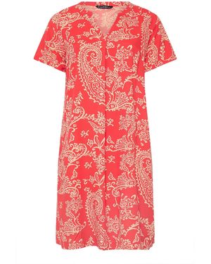 Evans Pleated Front Grown On Sleeve Dress - Red