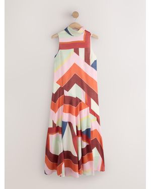 Next Sleeveless High Neck Asymmetrical Occassion Dress - Red