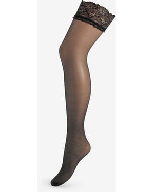 Pour Moi 15 Denier Seam Back Lace Top Hold-Up Tights - White