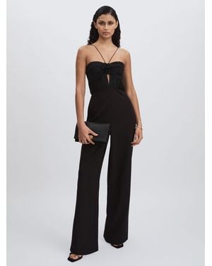 AMUR Cady Rosette Jumpsuit - Black