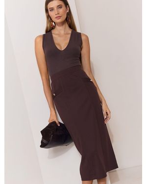 Lipsy Midi Button Detail Pencil Skirt - Purple