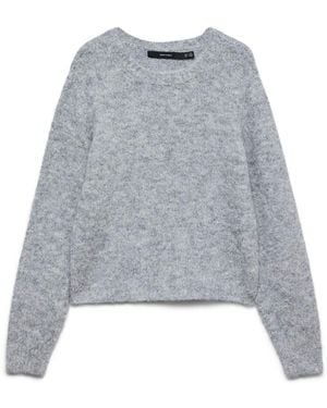 Vero Moda Curve Round Neck Cozy Knitted Sweater - Gray