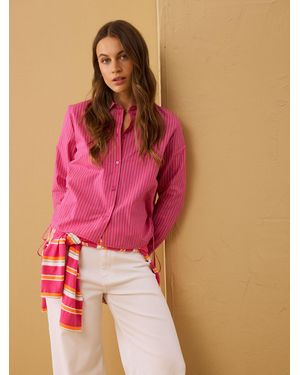 Smith & Soul Striped Cotton Blend Shirt With Drawstrings - Red