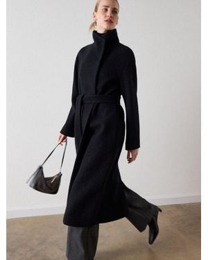 Whistles Morgan Wool Funnel Wrap Coat - Black