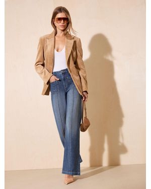 Friends Like These Mid Wash Everyday Wide Leg Pintuck Jeans - Natural