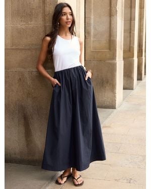 Threadbare Gathered Waist Maxi Skirt - Blue