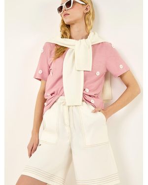 Roman Drawcord Detail Shorts - Pink