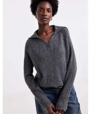 JD Williams Sponge Open Collar Sweater - Gray