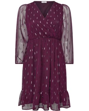 Yours Curve London Metallic Dobby Wrap Midi Dress - Purple