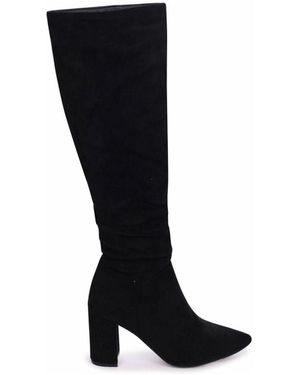 Linzi Nina Kniehohe, Geraffte Stiefel Aus Velourslederimitat Mit Spitzer Zehenpartieeu 41 (Uk 7) - Schwarz