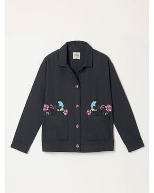 FatFace Isabelle Charcoal Embroidered Jacket - Blue