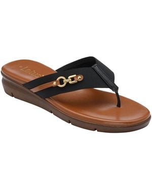 Lotus Toe Thong Sandals - Brown