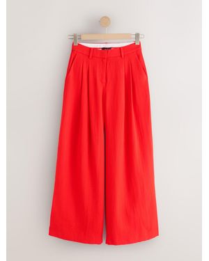 Next Crinkle Palazzo Trousers - Red
