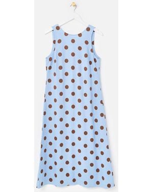 Oliver Bonas Polka Dot Sleeveless Midi Dress - Blue