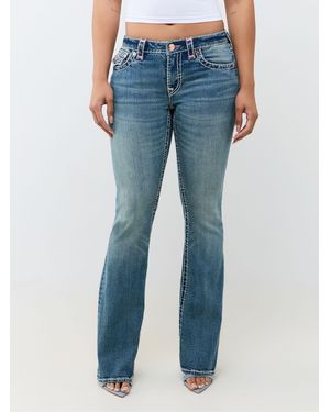 TRUE RELIGION Becca Mid Rise Super T Flap Bootcut Denim Jeans - Blue