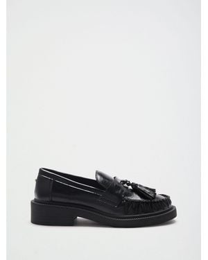 Lipsy Faux Leather Tassle Detail Chunky Smart Loafers - Black