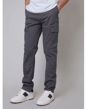 Threadbare Light Cotton Cargo Trousers With Stretch - Grey