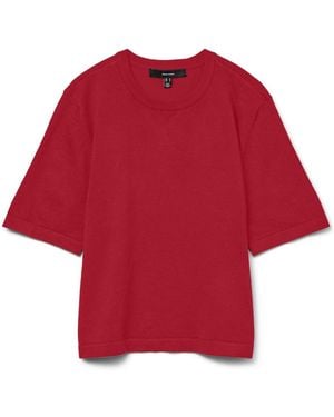 Vero Moda Half Sleeve Round Neck Knitted Top - Red