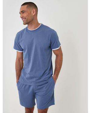 Threadbare Cotton Mock Layer Short Pajamas Set - Blue