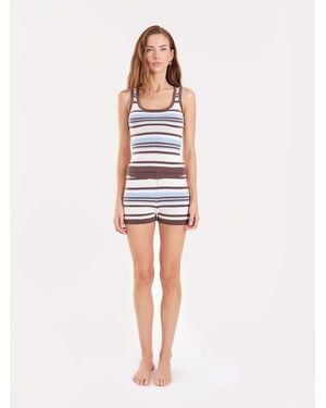 4th & Reckless Striped Knit Crochet Shorts - White