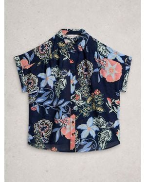 White Stuff Orla Button Through Shirt - Blue