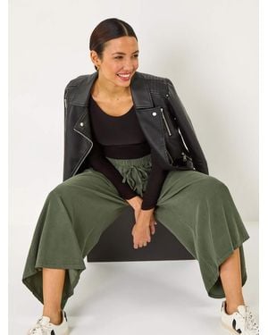 Roman Corduroy Wide Leg 100% Cotton Culottes - Green